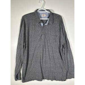 Faherty‎ Shirt Mens XL Blue Striped Polo Long Sleeve Lightweight Organic Cotton